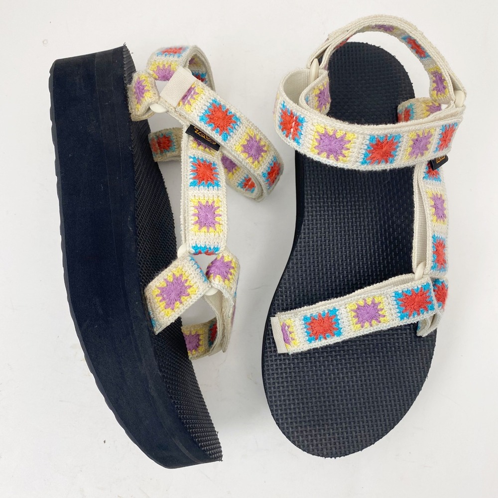 Teva Flatform Universal Crochet Platform Sandals Womens 9 Platform